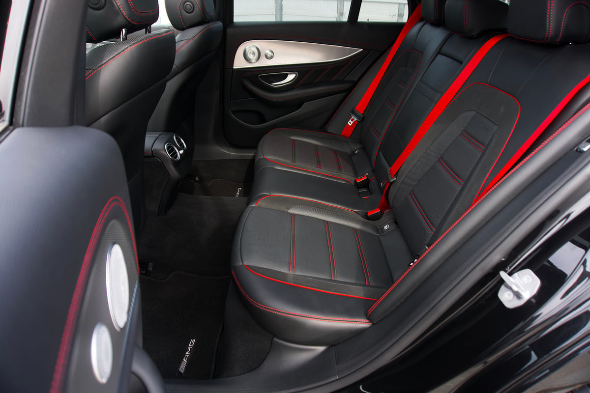 Red and Black Leather Seats of a Car